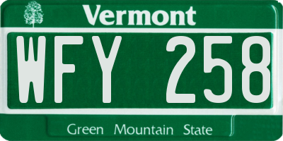VT license plate WFY258