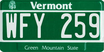 VT license plate WFY259