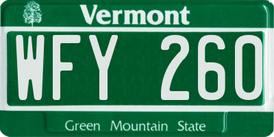 VT license plate WFY260