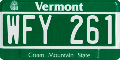 VT license plate WFY261