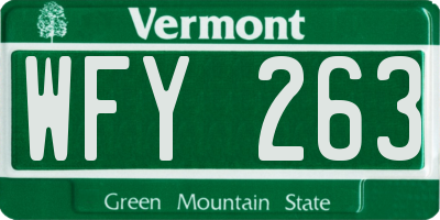 VT license plate WFY263