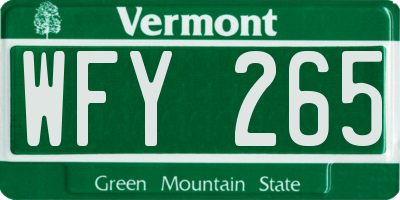 VT license plate WFY265