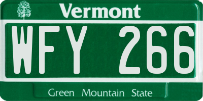 VT license plate WFY266