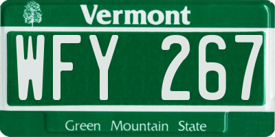 VT license plate WFY267