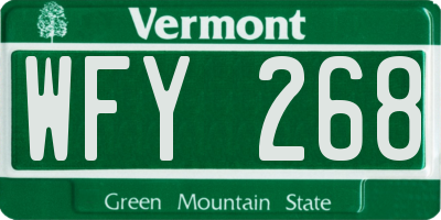 VT license plate WFY268