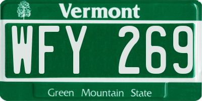 VT license plate WFY269