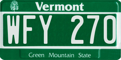 VT license plate WFY270