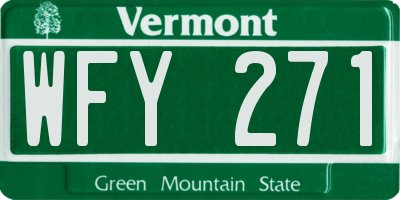 VT license plate WFY271