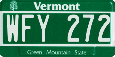 VT license plate WFY272