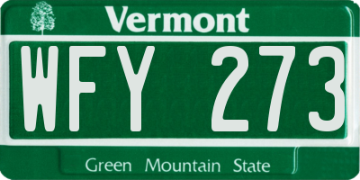 VT license plate WFY273