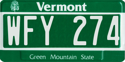 VT license plate WFY274