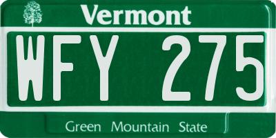VT license plate WFY275