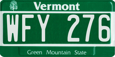 VT license plate WFY276