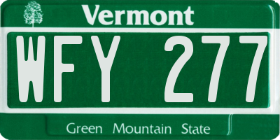 VT license plate WFY277
