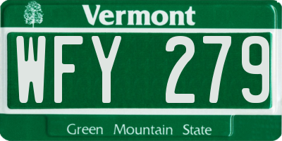 VT license plate WFY279