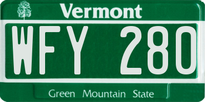 VT license plate WFY280