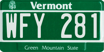 VT license plate WFY281