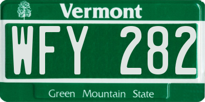 VT license plate WFY282