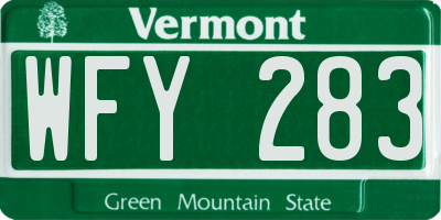 VT license plate WFY283
