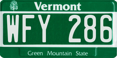 VT license plate WFY286
