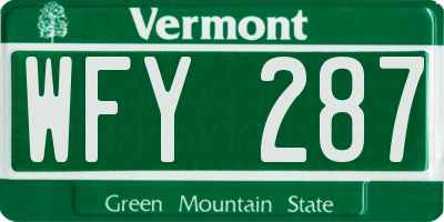 VT license plate WFY287
