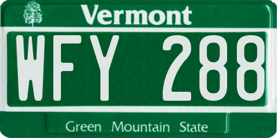 VT license plate WFY288