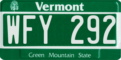 VT license plate WFY292