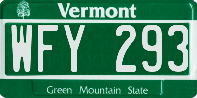 VT license plate WFY293