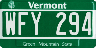 VT license plate WFY294