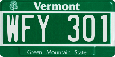 VT license plate WFY301