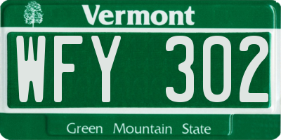 VT license plate WFY302