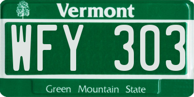 VT license plate WFY303