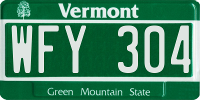 VT license plate WFY304