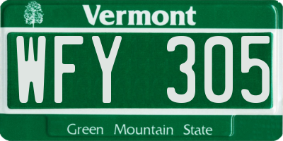 VT license plate WFY305