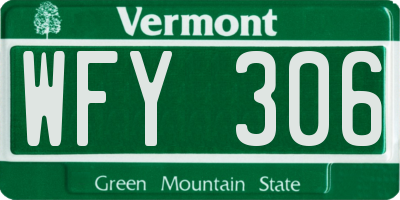 VT license plate WFY306