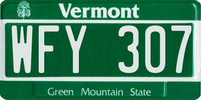 VT license plate WFY307