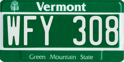 VT license plate WFY308