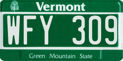 VT license plate WFY309