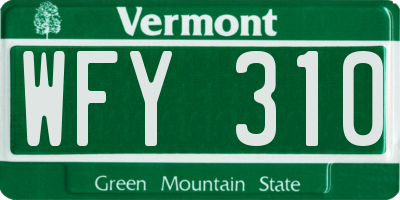 VT license plate WFY310