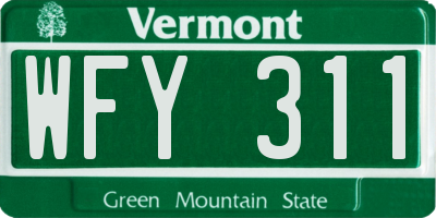 VT license plate WFY311