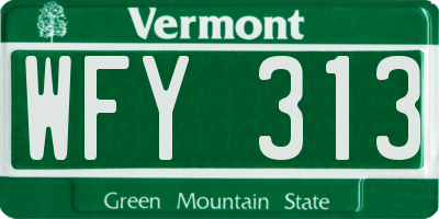 VT license plate WFY313