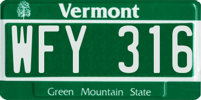 VT license plate WFY316