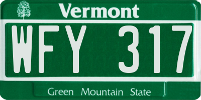 VT license plate WFY317