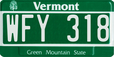 VT license plate WFY318