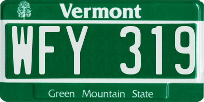 VT license plate WFY319