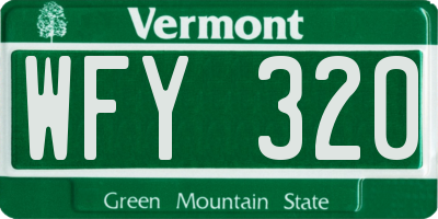 VT license plate WFY320