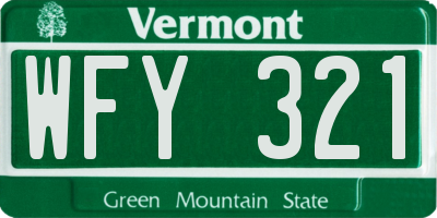 VT license plate WFY321