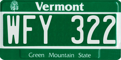 VT license plate WFY322