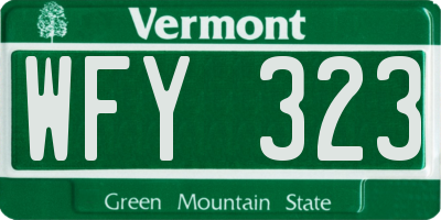 VT license plate WFY323