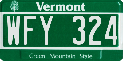 VT license plate WFY324
